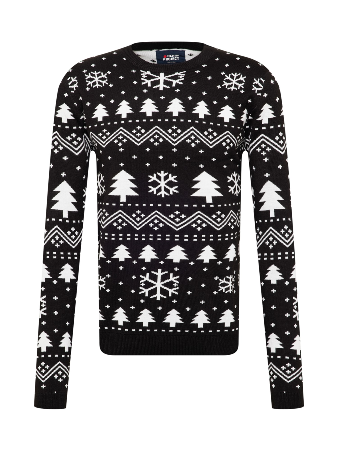 Denim Project Pulover 'X-MAS TREE'  negru / alb