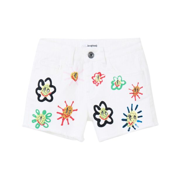 Desigual Pantaloni  galben citron / roz pitaya / negru / alb