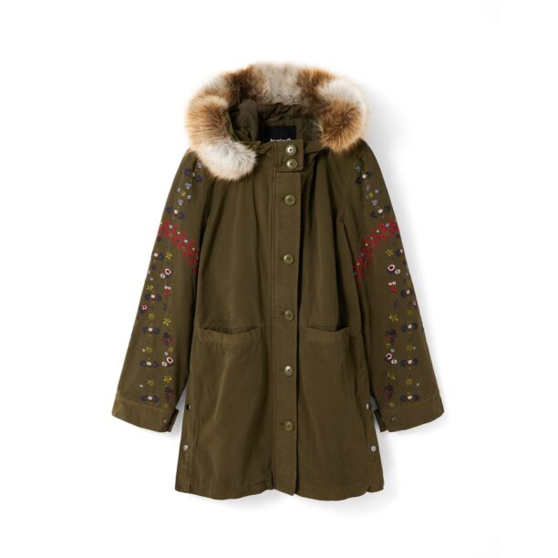 Desigual Parka de iarnă  albastru marin / galben muștar / kaki / roși aprins