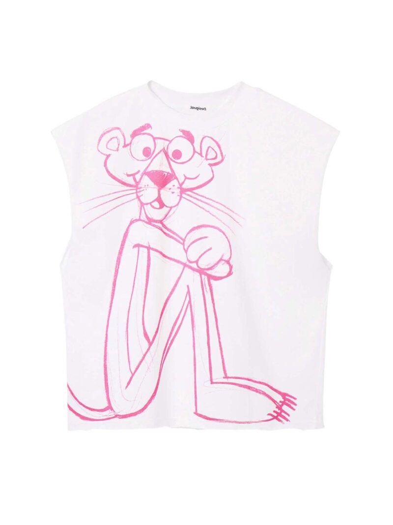 Desigual Tricou 'Pink Panther'  roz / alb