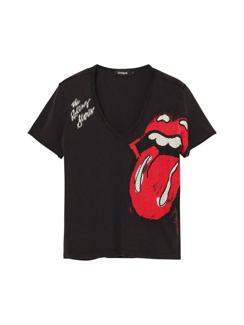 Desigual Tricou 'Rhinestone The Rolling Stones'  roșu / negru / alb