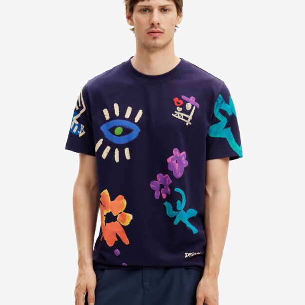 Desigual Tricou  albastru marin / turcoaz / galben deschis / lila / portocaliu preţ