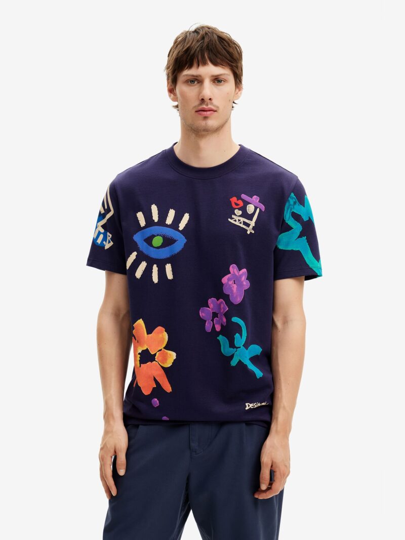 Desigual Tricou  albastru marin / turcoaz / galben deschis / lila / portocaliu preţ