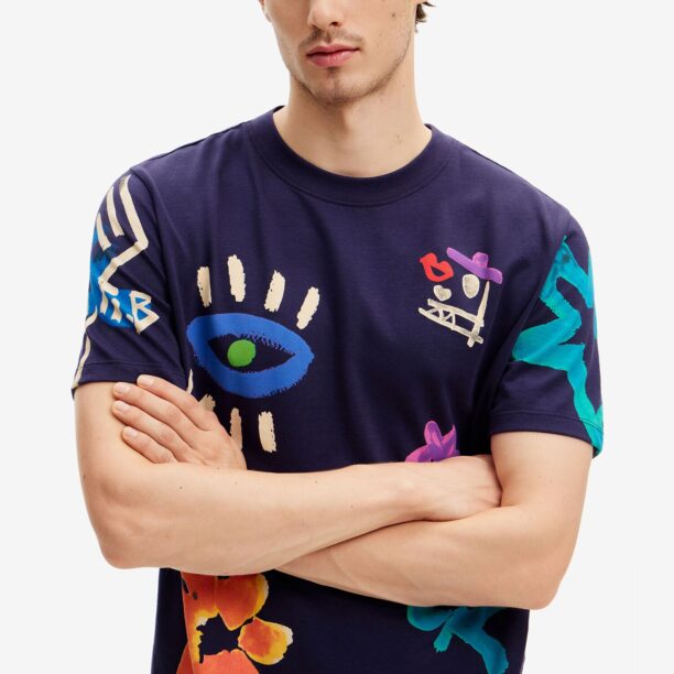 Preţ Desigual Tricou  albastru marin / turcoaz / galben deschis / lila / portocaliu