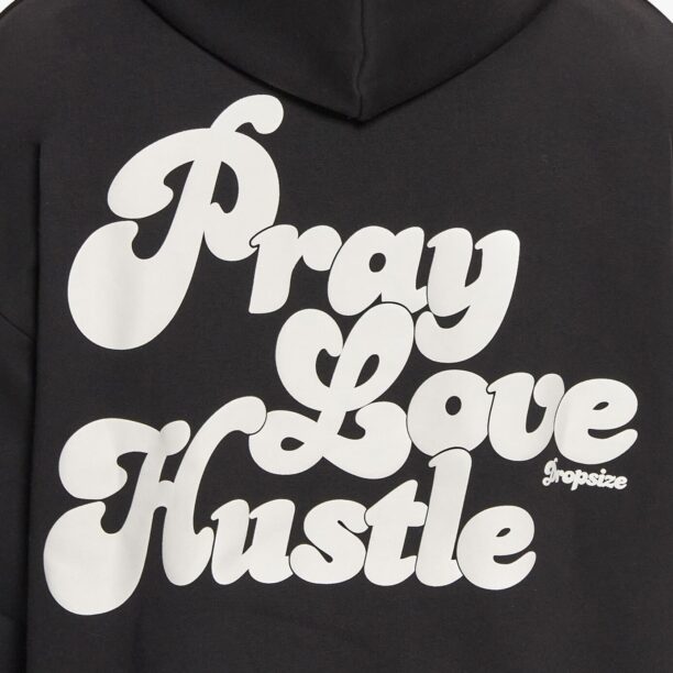 Original Dropsize Bluză de molton 'Pray Love Hustle'  negru / alb