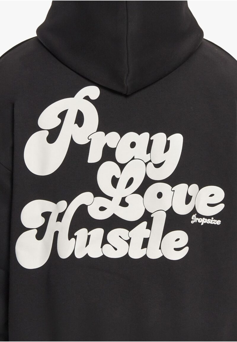 Original Dropsize Bluză de molton 'Pray Love Hustle'  negru / alb