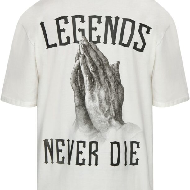 Dropsize Tricou 'Legends Never Die'  crem / negru