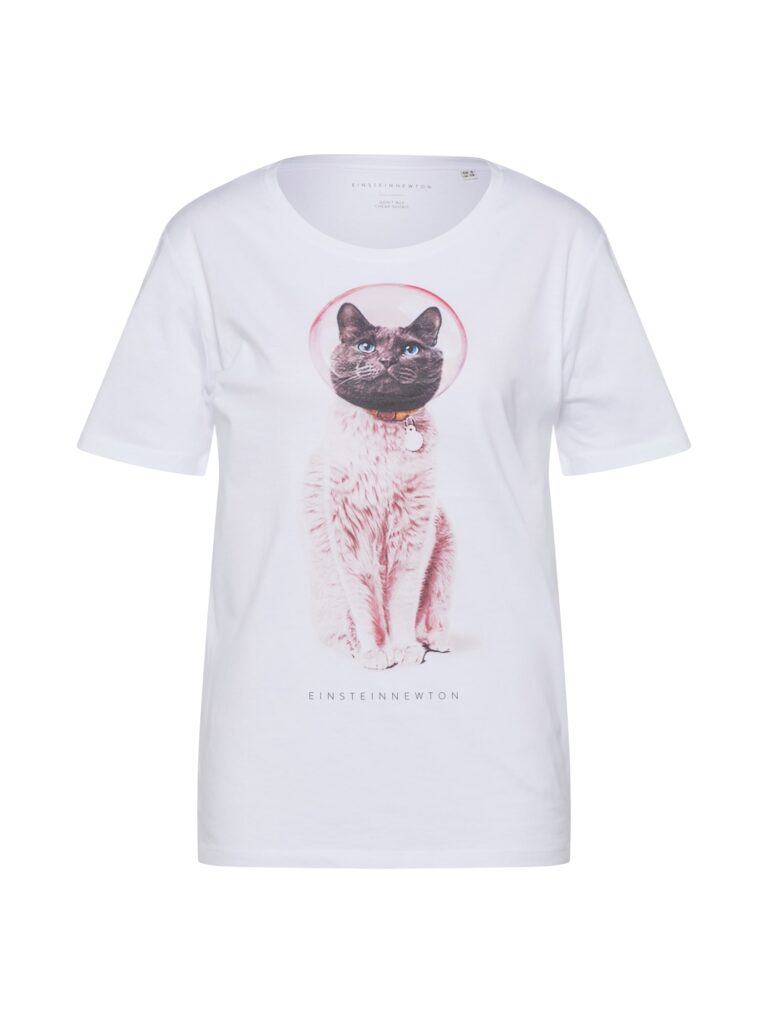 EINSTEIN & NEWTON Tricou 'Astro Cat'  gri / roz pal / alb