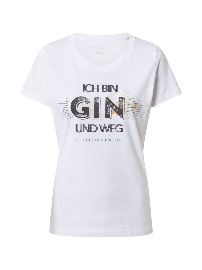 EINSTEIN & NEWTON Tricou 'Gin Weg'  auriu / negru / alb murdar