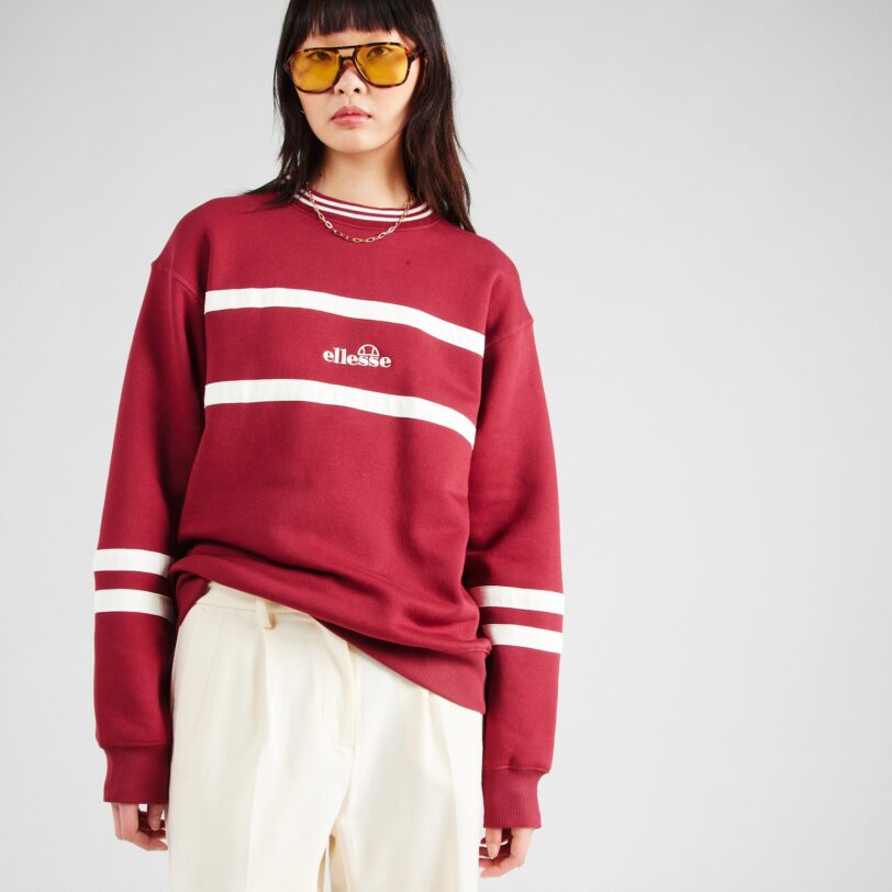 ELLESSE Bluză de molton 'Marchi'  roșu bordeaux / alb