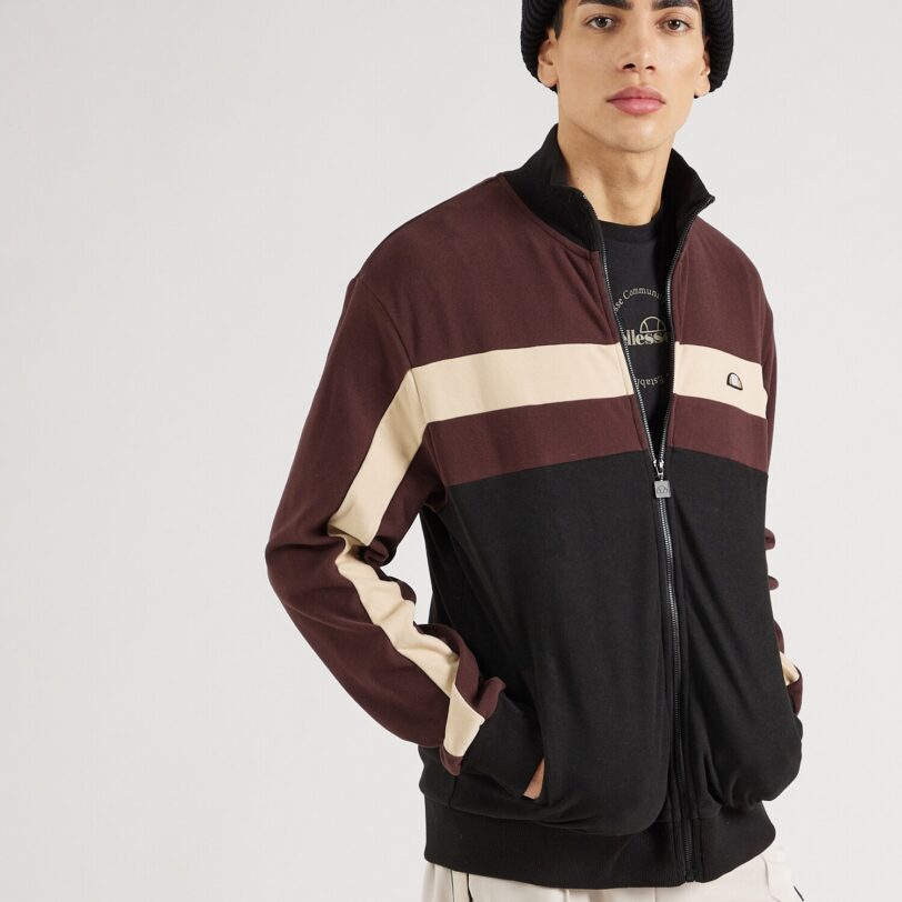 ELLESSE Jachetă  fleece 'Anzios'  crem / ciocolatiu / negru