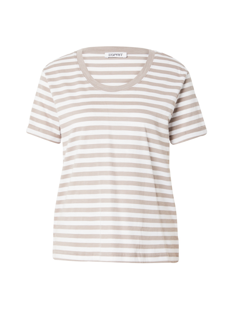 ESPRIT Tricou  gri taupe / alb