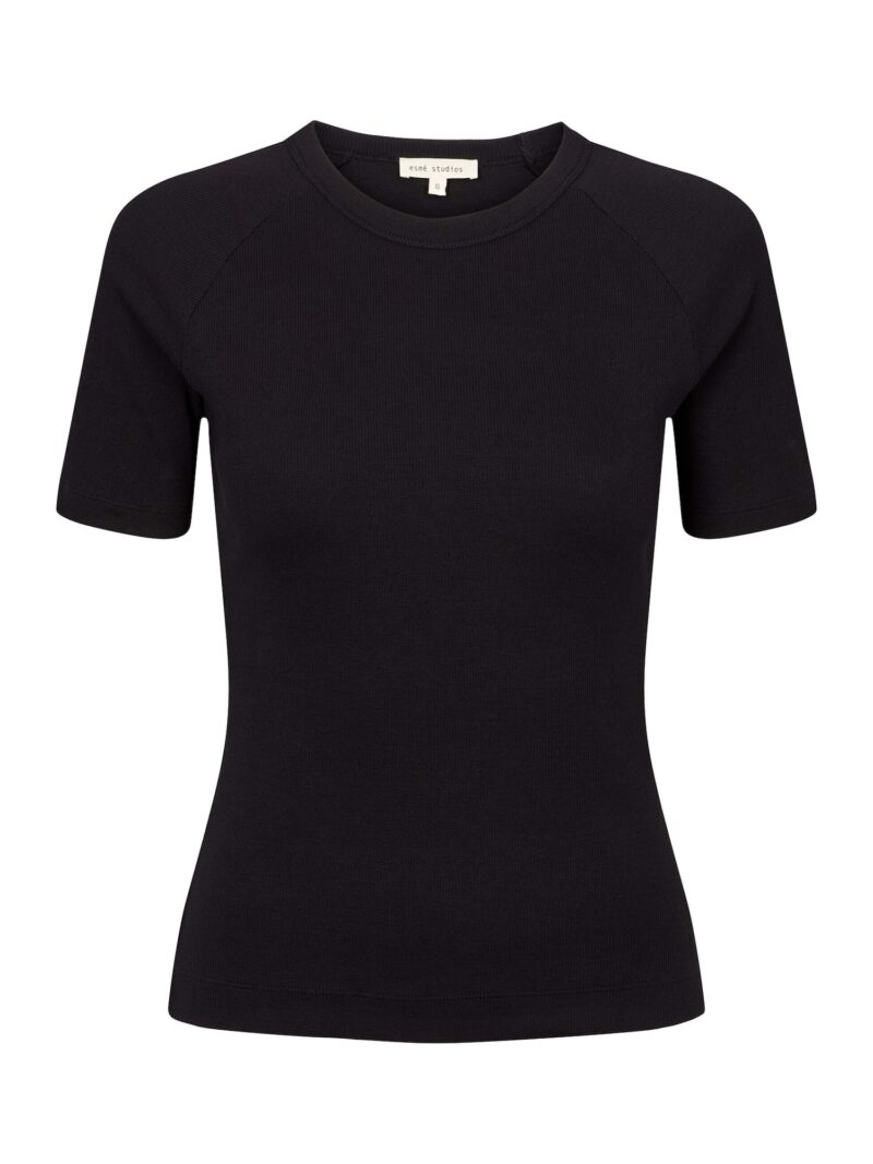 Esmé Studios Tricou 'ESBlossom SS O-neck Rib'  negru