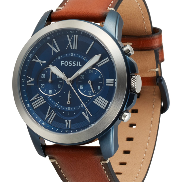 FOSSIL Ceas analogic 'Grant FS5151'  albastru ultramarin / ocru / argintiu