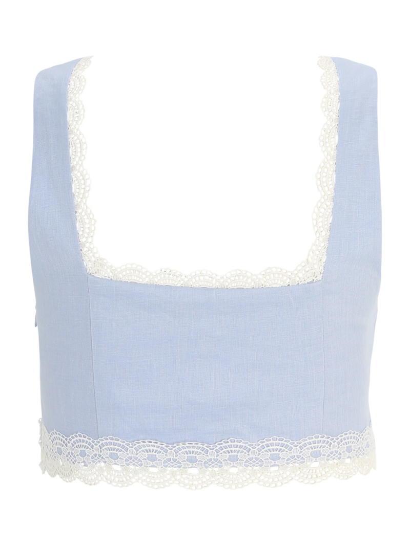 Forever New Petite Top 'Lacey'  albastru deschis / alb