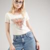 GUESS Tricou 'Blumen'  crem / albastru deschis / portocaliu homar / roz