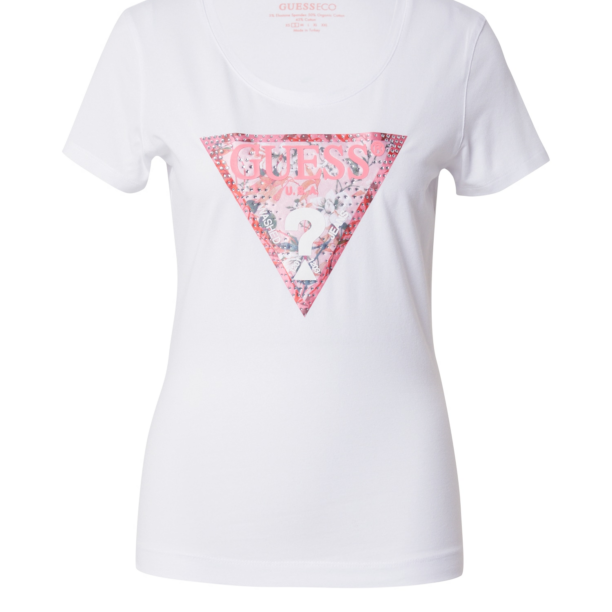 GUESS Tricou  roz / alb