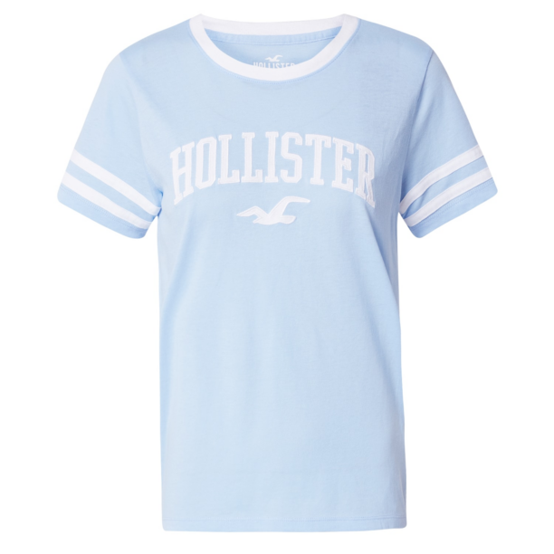 HOLLISTER Tricou  albastru deschis / alb