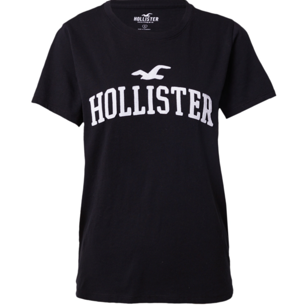 HOLLISTER Tricou  negru / alb