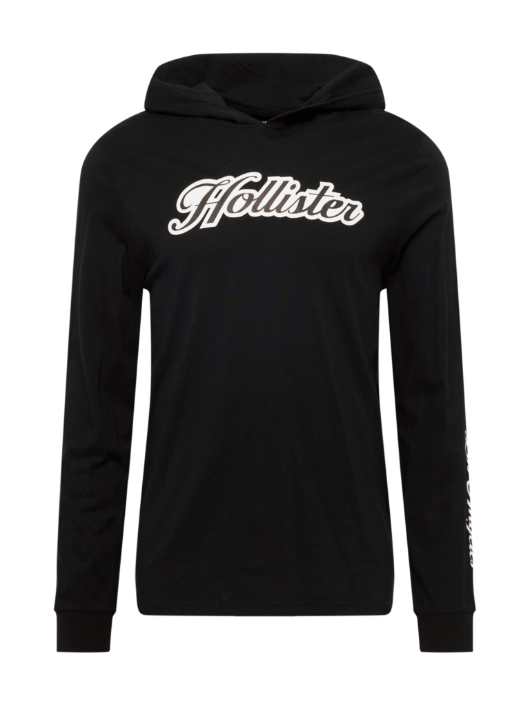 HOLLISTER Tricou  negru / alb