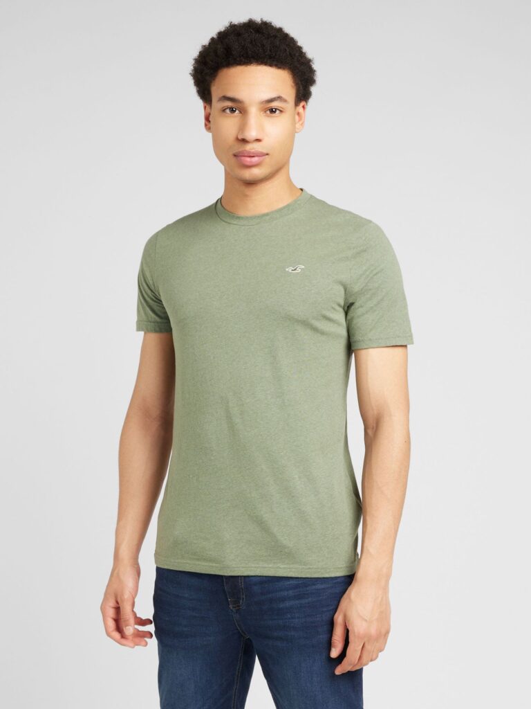 HOLLISTER Tricou  verde / alb