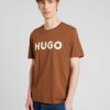 HUGO Tricou 'Dulivio'  maro / alb