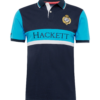 Hackett London Tricou  bleumarin / cyan / alb