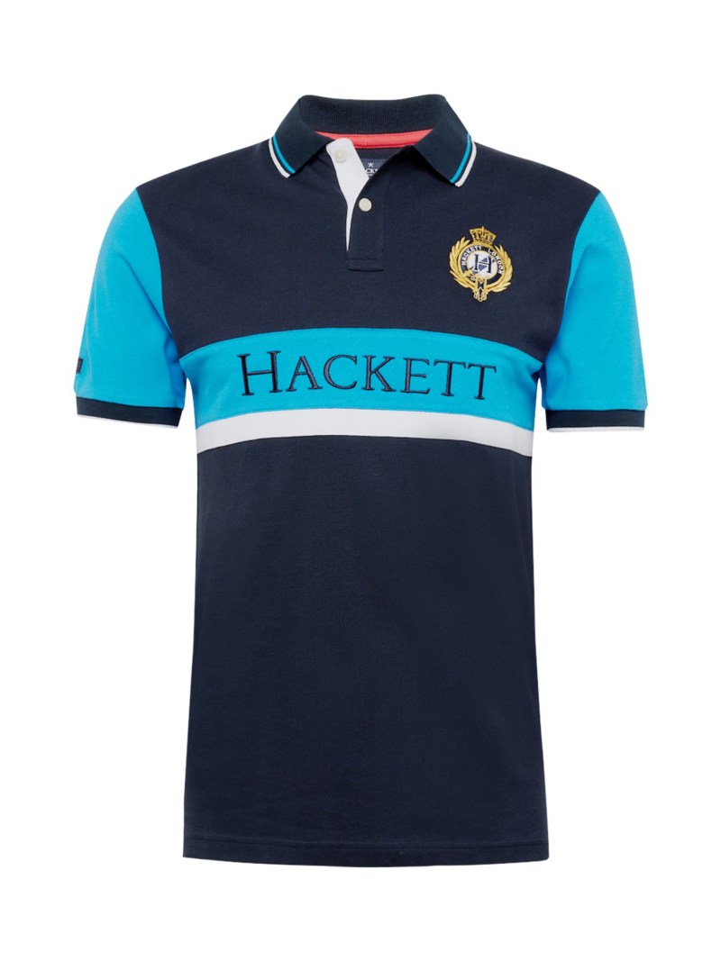 Hackett London Tricou  bleumarin / cyan / alb