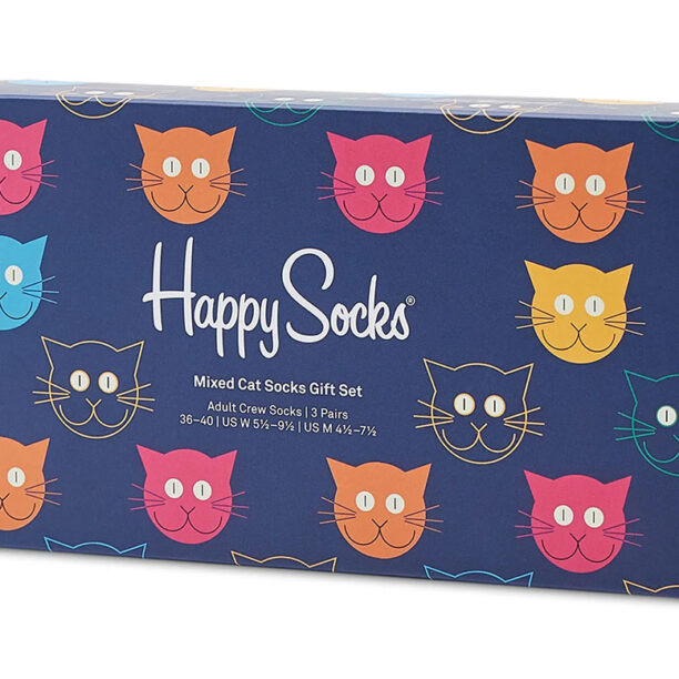 Happy Socks 3-Pack Mixed Cat Socks Gift Set