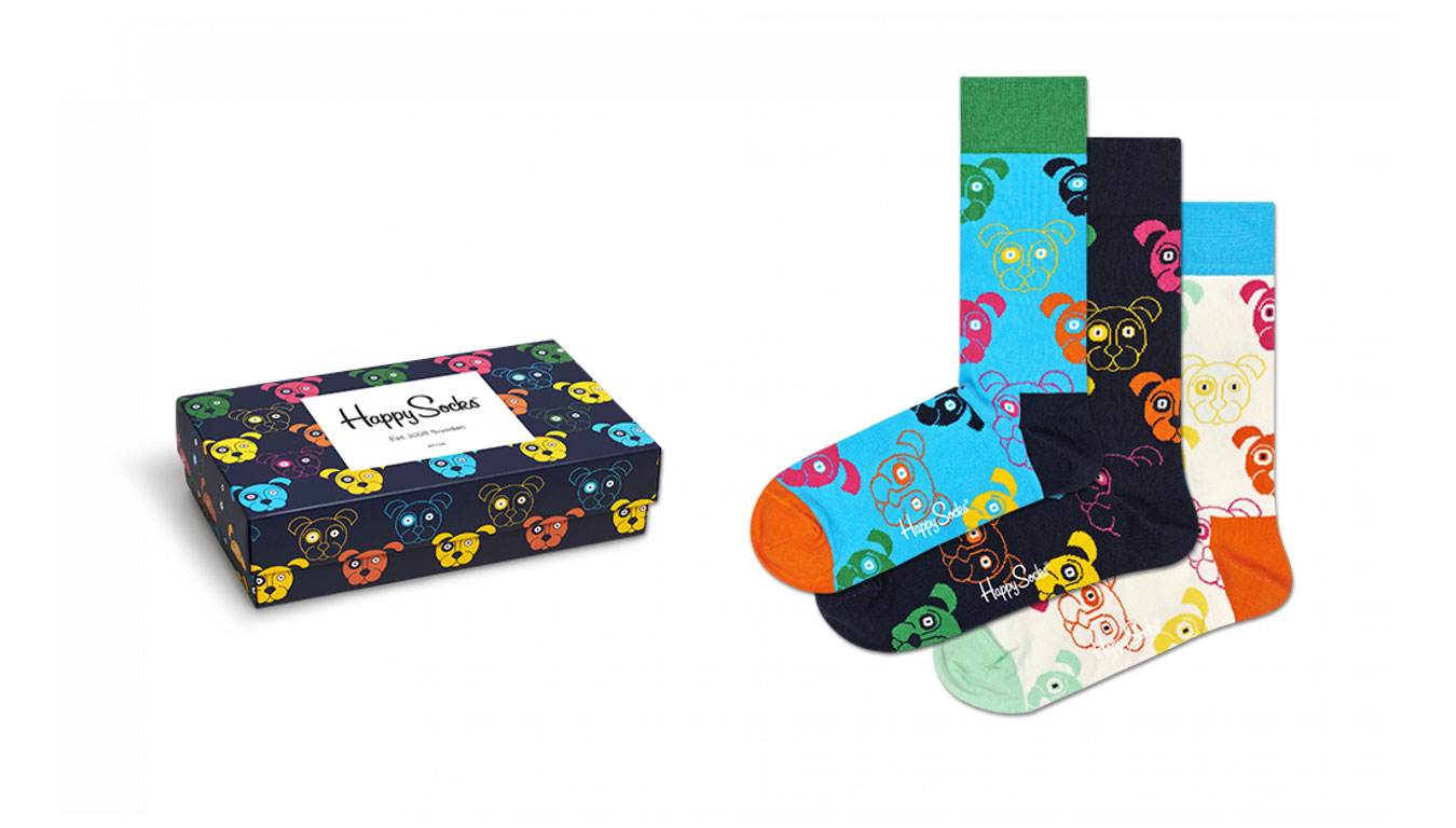 Happy Socks 3-Pack Mixed Dog Socks Gift Set