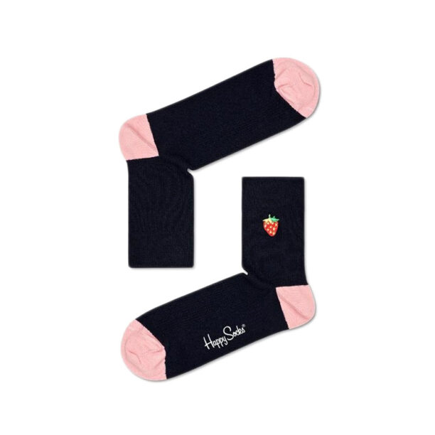 Happy Socks Ribbed Embroidery Strawberry 1/2 Crew Sock