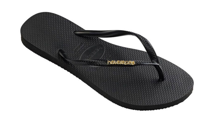 Havaianas Slim Logo Metallic Black Gold