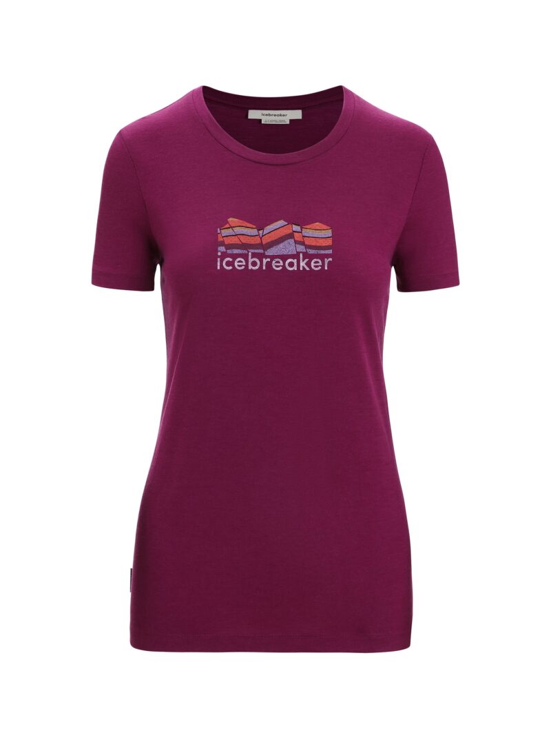 ICEBREAKER Tricou funcțional 'Tech Lite II Mountain Geology'  nisipiu / mov pastel / portocaliu / roșu-violet