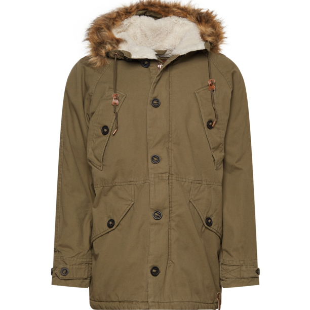 INDICODE JEANS Parka de iarnă 'Fann'  oliv / alb natural