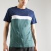 Iriedaily Tricou 'Court'  bleumarin / verde jad / alb