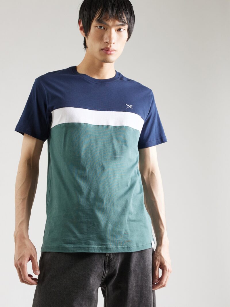 Iriedaily Tricou 'Court'  bleumarin / verde jad / alb