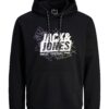 JACK & JONES Bluză de molton 'JCOMap'  galben deschis / mov lavandă / negru / alb