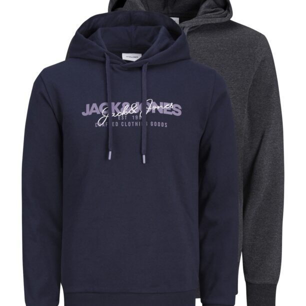 JACK & JONES Bluză de molton 'JJAlvis'  albastru / gri amestecat / lila / alb