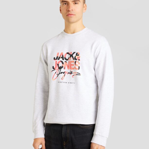 JACK & JONES Bluză de molton 'JJAruba'  gri / roz pitaya / negru