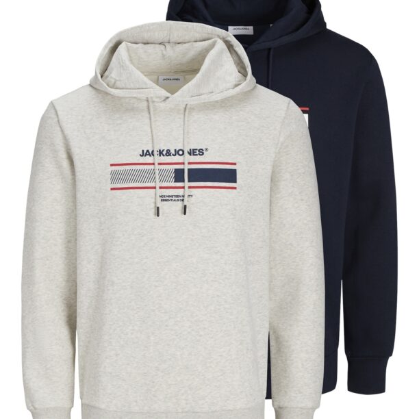 JACK & JONES Bluză de molton 'JJSouth'  albastru noapte / gri amestecat / roșu / alb