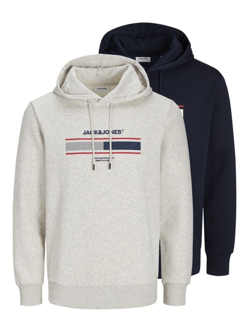 JACK & JONES Bluză de molton 'JJSouth'  albastru noapte / gri amestecat / roșu / alb