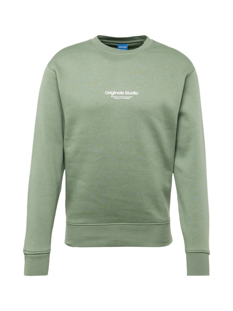 JACK & JONES Bluză de molton 'JORVesterbro'  verde pastel / alb