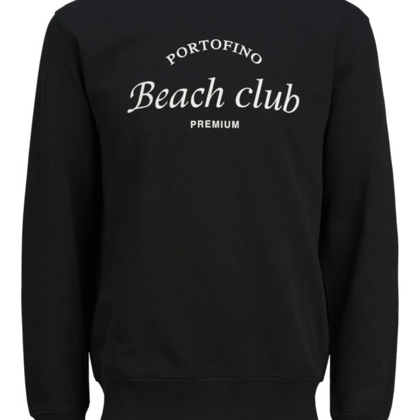 JACK & JONES Bluză de molton 'Ocean Club'  negru / alb