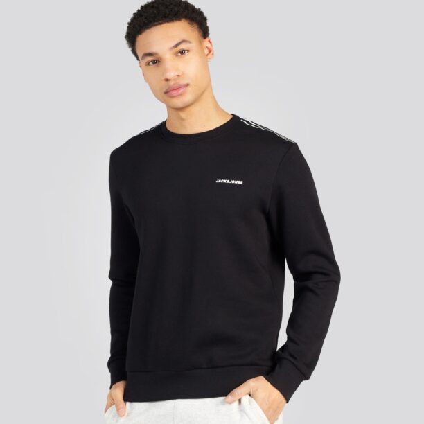 JACK & JONES Bluză de molton 'PARKER'  negru / alb