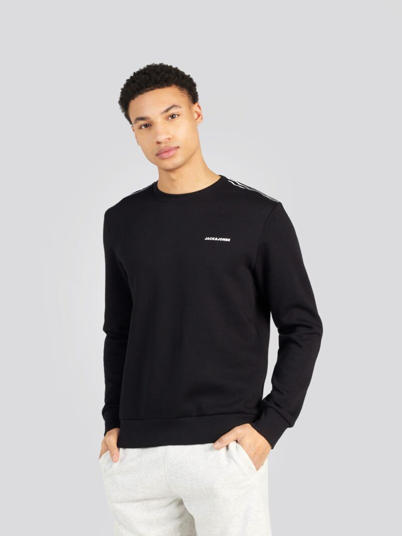 JACK & JONES Bluză de molton 'PARKER'  negru / alb