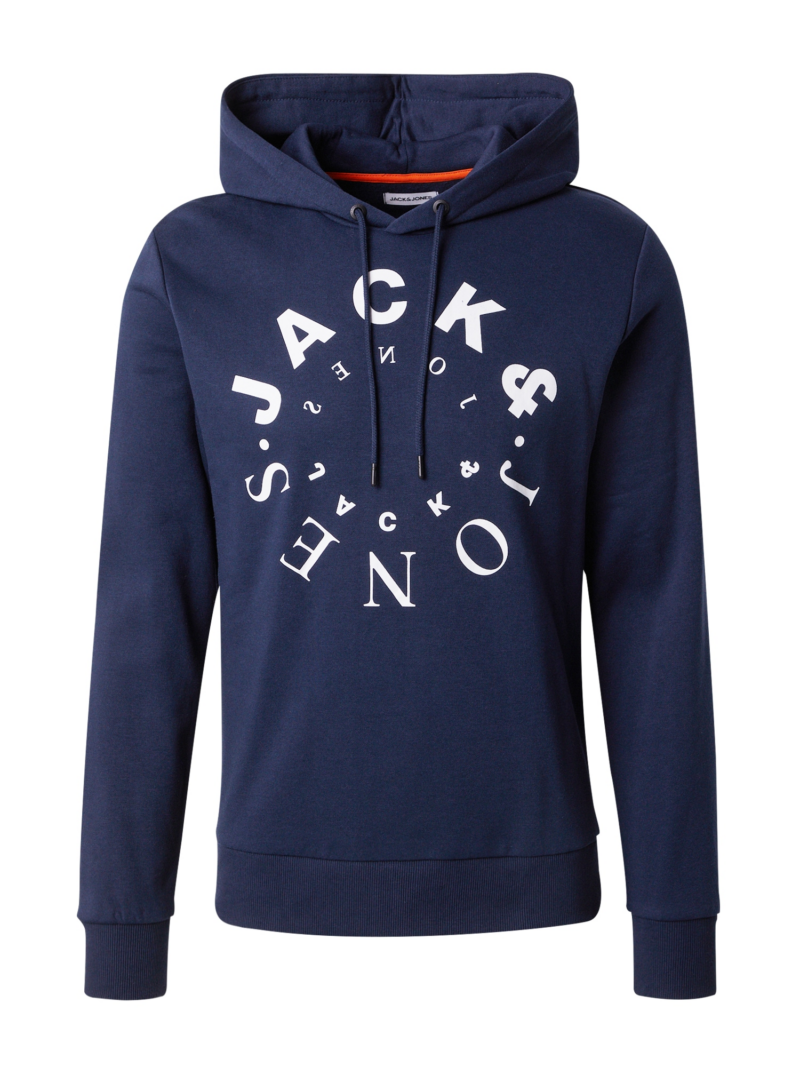 JACK & JONES Bluză de molton 'WARRIOR'  bleumarin / alb