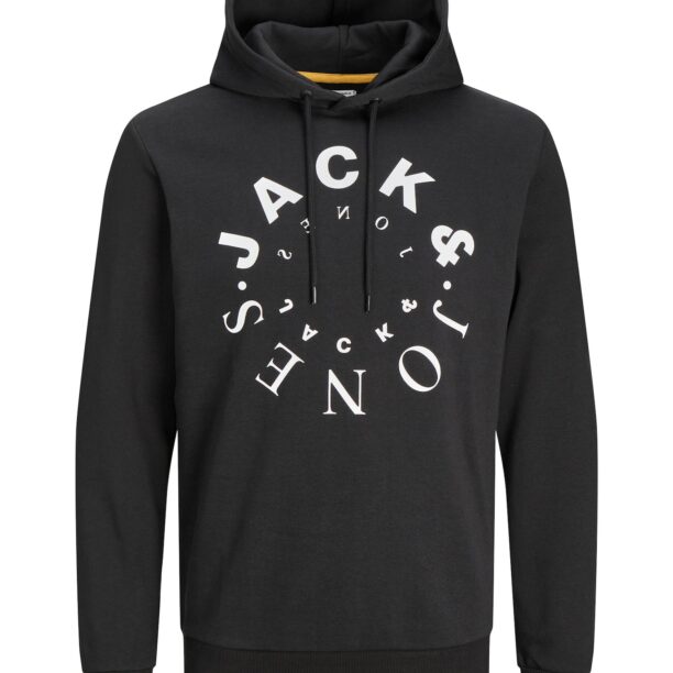 JACK & JONES Bluză de molton 'WARRIOR'  negru / alb