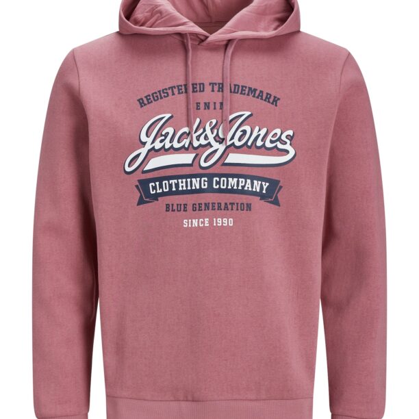 JACK & JONES Bluză de molton  albastru marin / roz eozină / alb