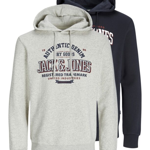 JACK & JONES Bluză de molton  bleumarin / roșu carmin / alb / alb amestacat