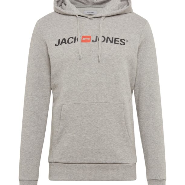 JACK & JONES Bluză de molton  gri amestecat / portocaliu / negru